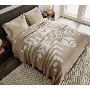 Pottery Barn Apres Ski Blanket 96"X92" Snow Winter/ Cabin Mountain Home Lodge